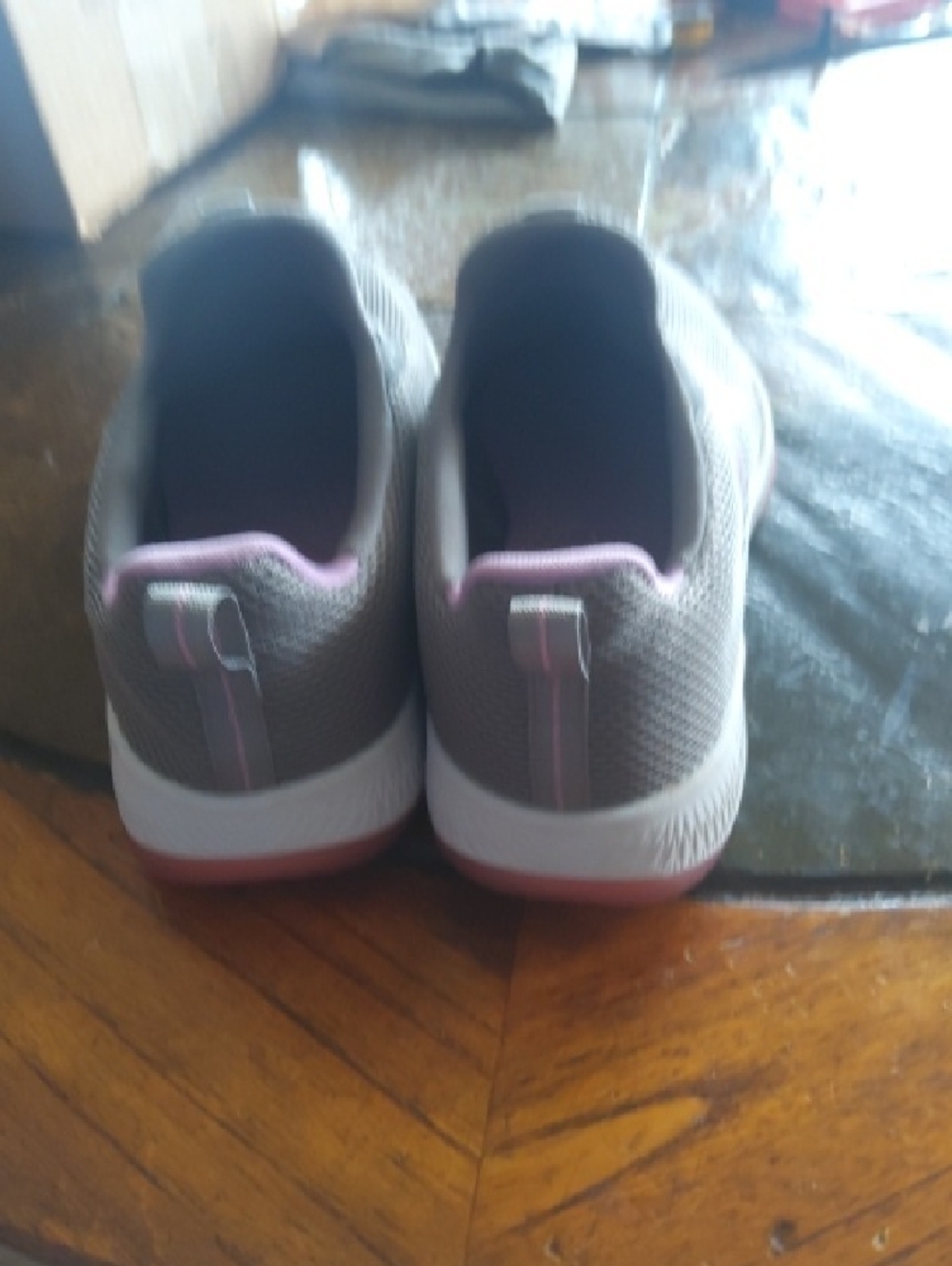 Skechers Women's Gray with Pink Accent Slip-On Athletic Shoes - Picture 3 of 4
